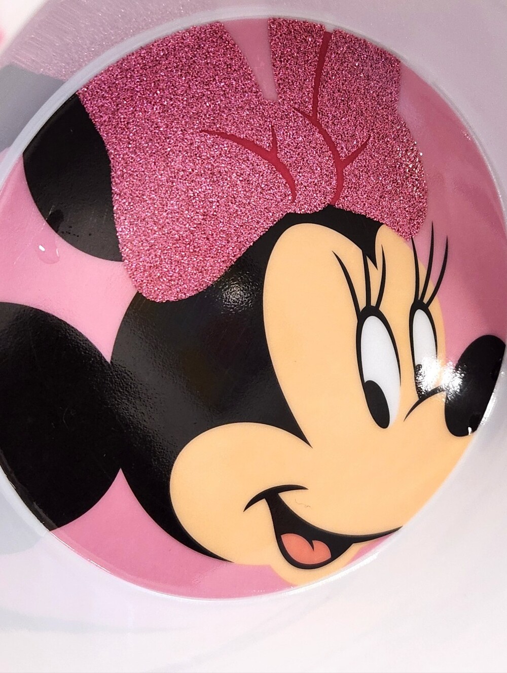 The Disney Store Minnie Mouse 3D Glitter Pink Bow Toddlers Character Bowl - Picture 4 of 5